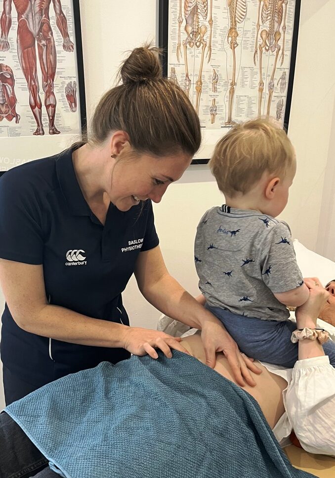 Sarah Titman of Baslow Physiotherpay carrying out a New Mum MOT, womens health physio